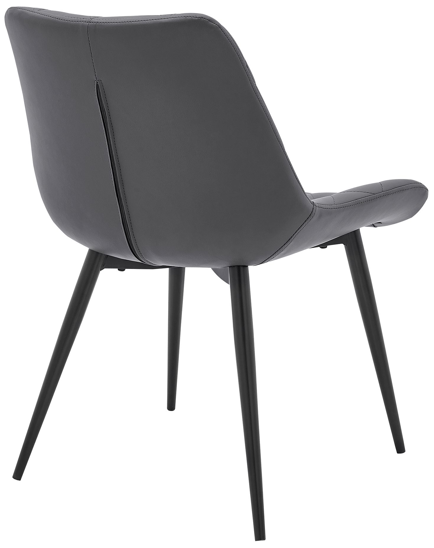 Image 5 Loralie Set of 2 Dining Chairs in Gray Faux Leather and Black Metal more views
