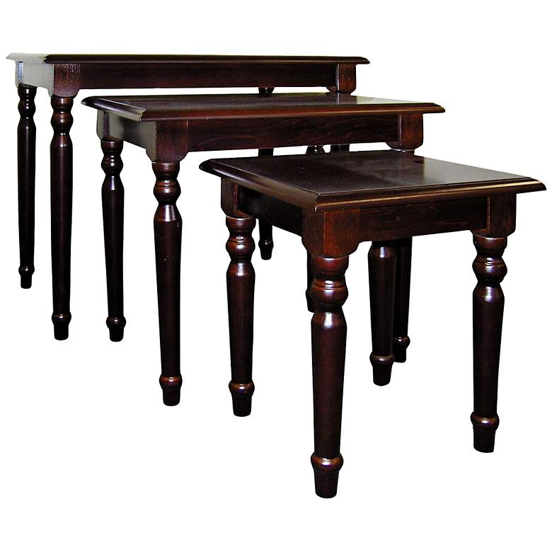 Image 1 Lorelei 22" Wide Traditional Cherry Finish Nesting Tables Set of 3