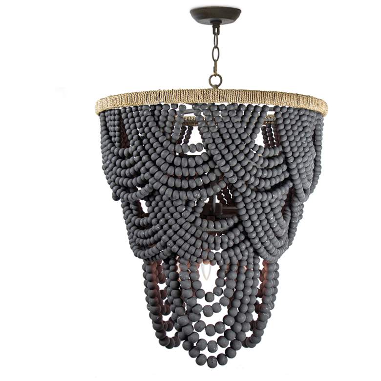 Image 1 Lorelei Wood Bead Chandelier 32 Height