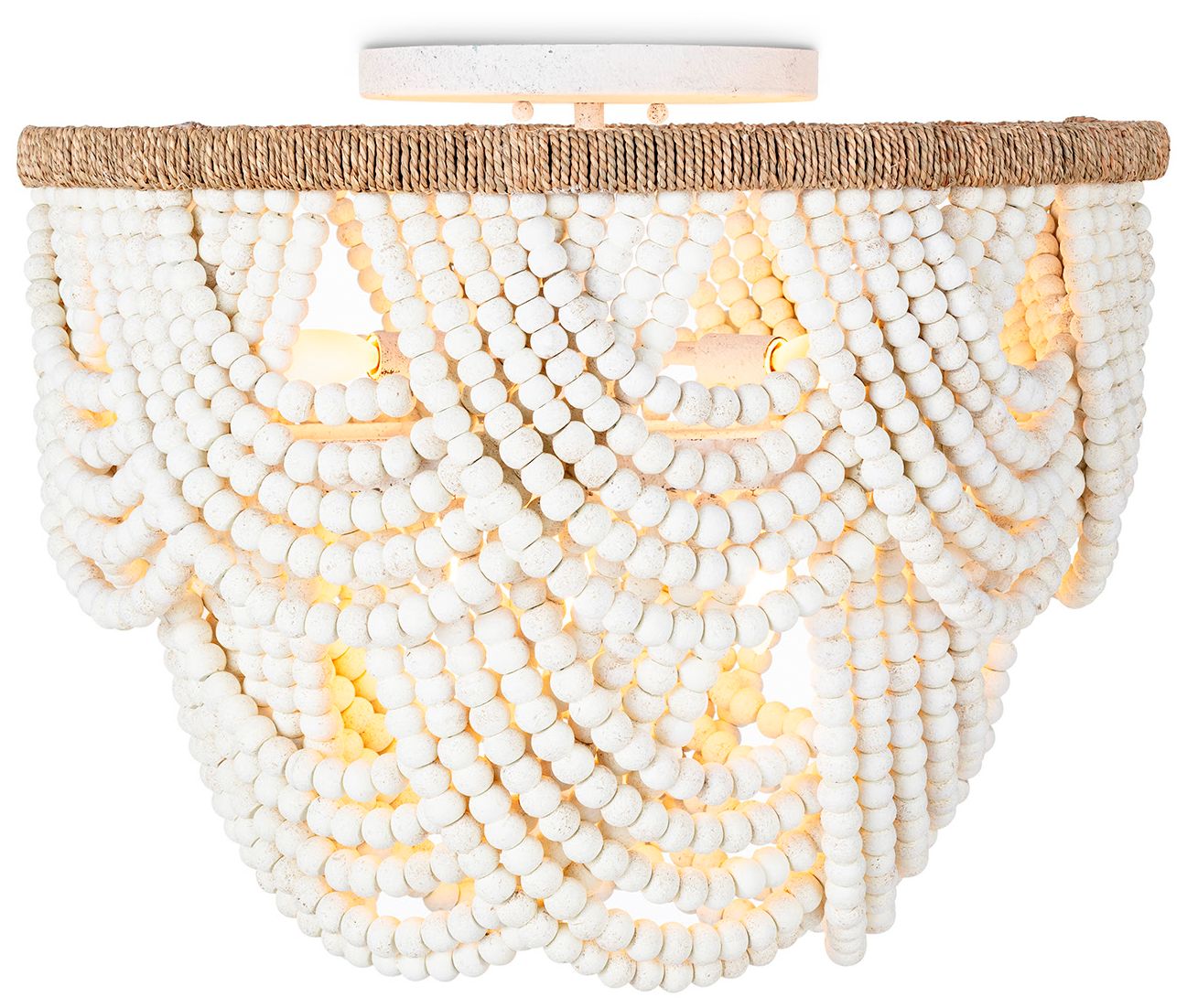 Lorelei Wood Bead Flush Mount (White)