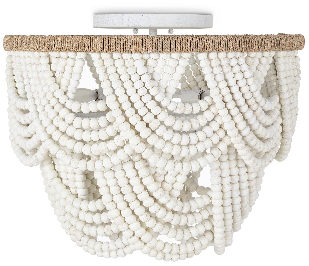 Image 4 Lorelei Wood Bead Flush Mount (White) more views