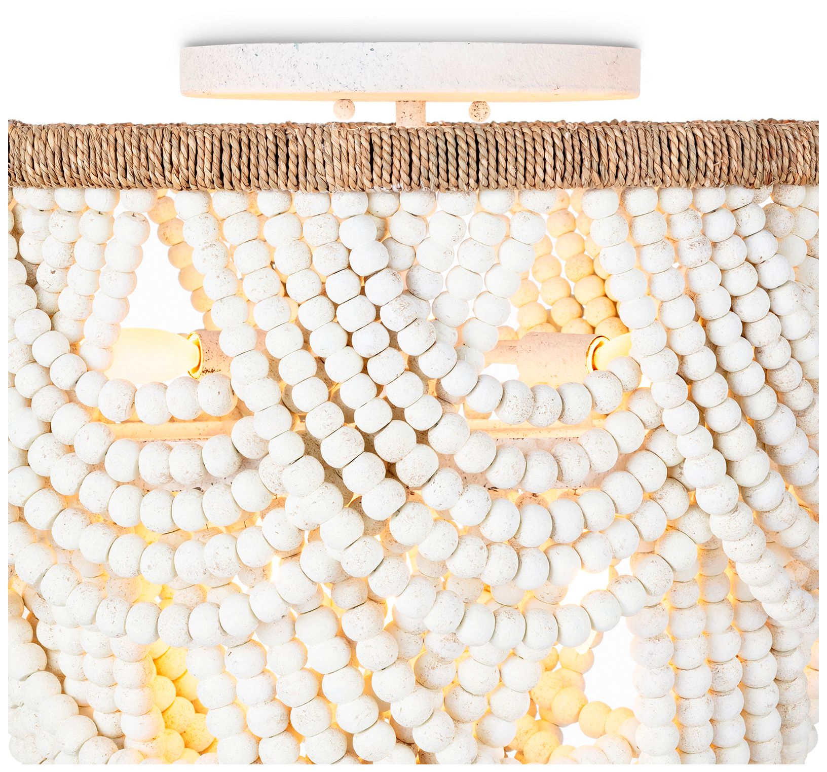 Image 5 Lorelei Wood Bead Flush Mount (White) more views