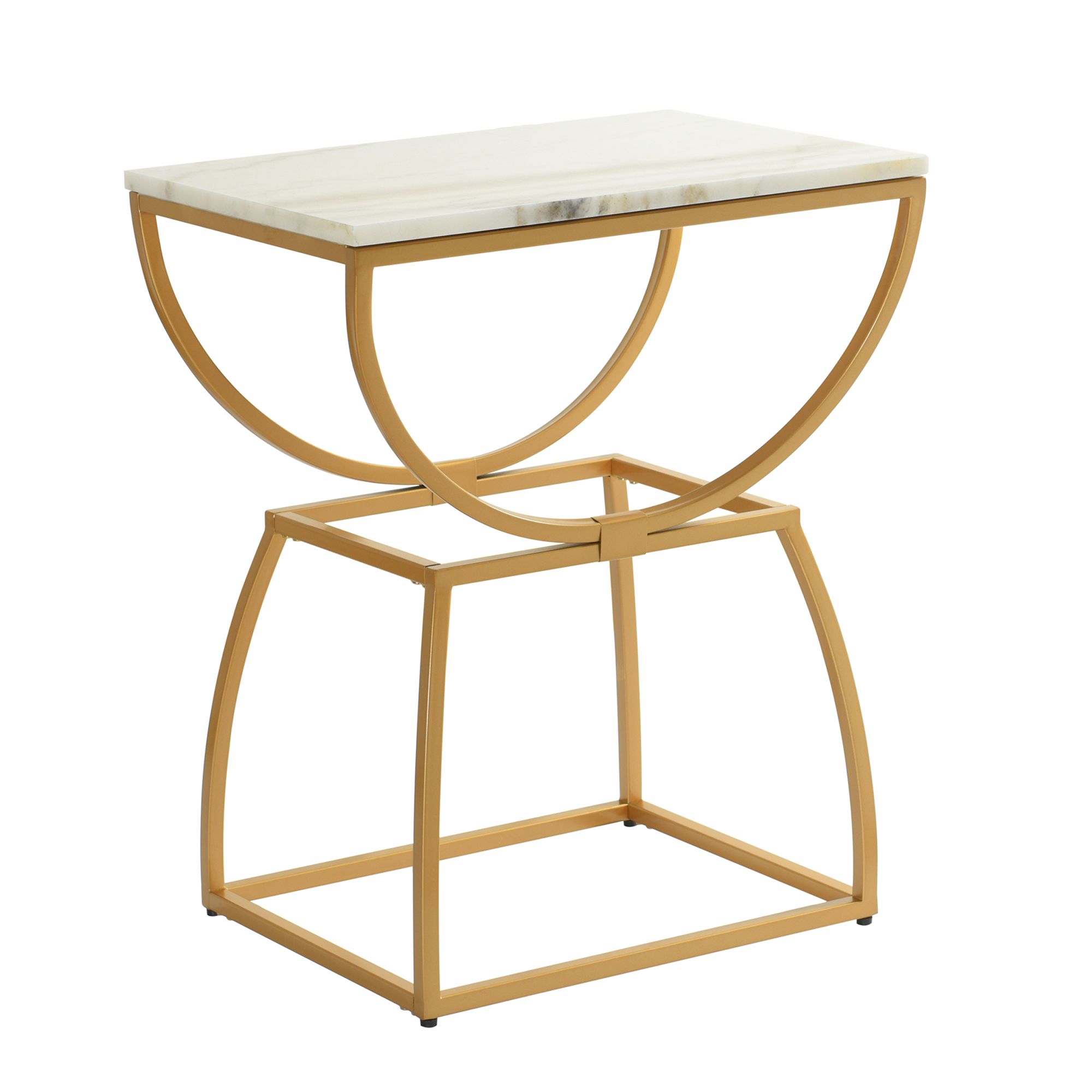 Image 4 Loren 24" Wide White Gold Side Table more views