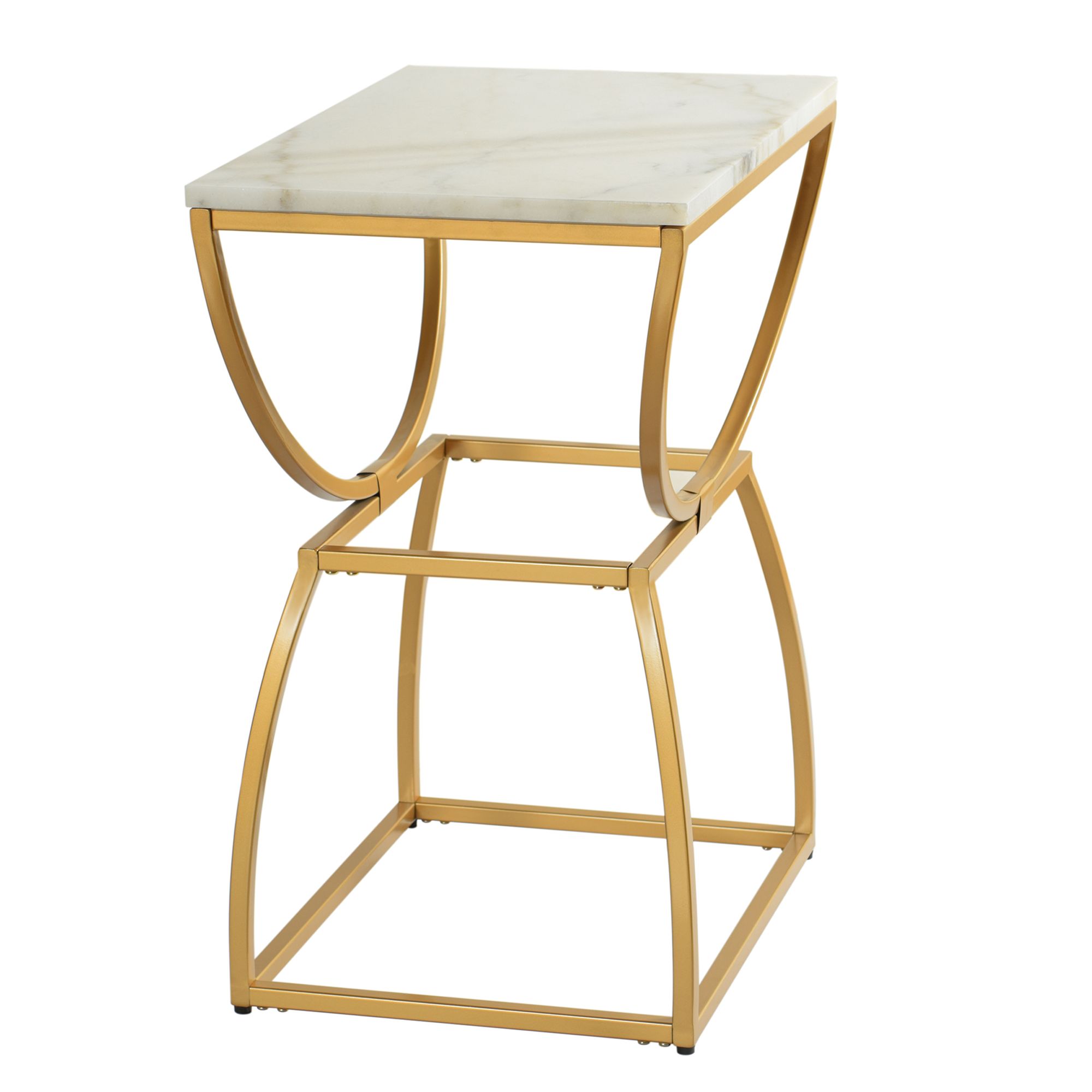 Image 5 Loren 24" Wide White Gold Side Table more views