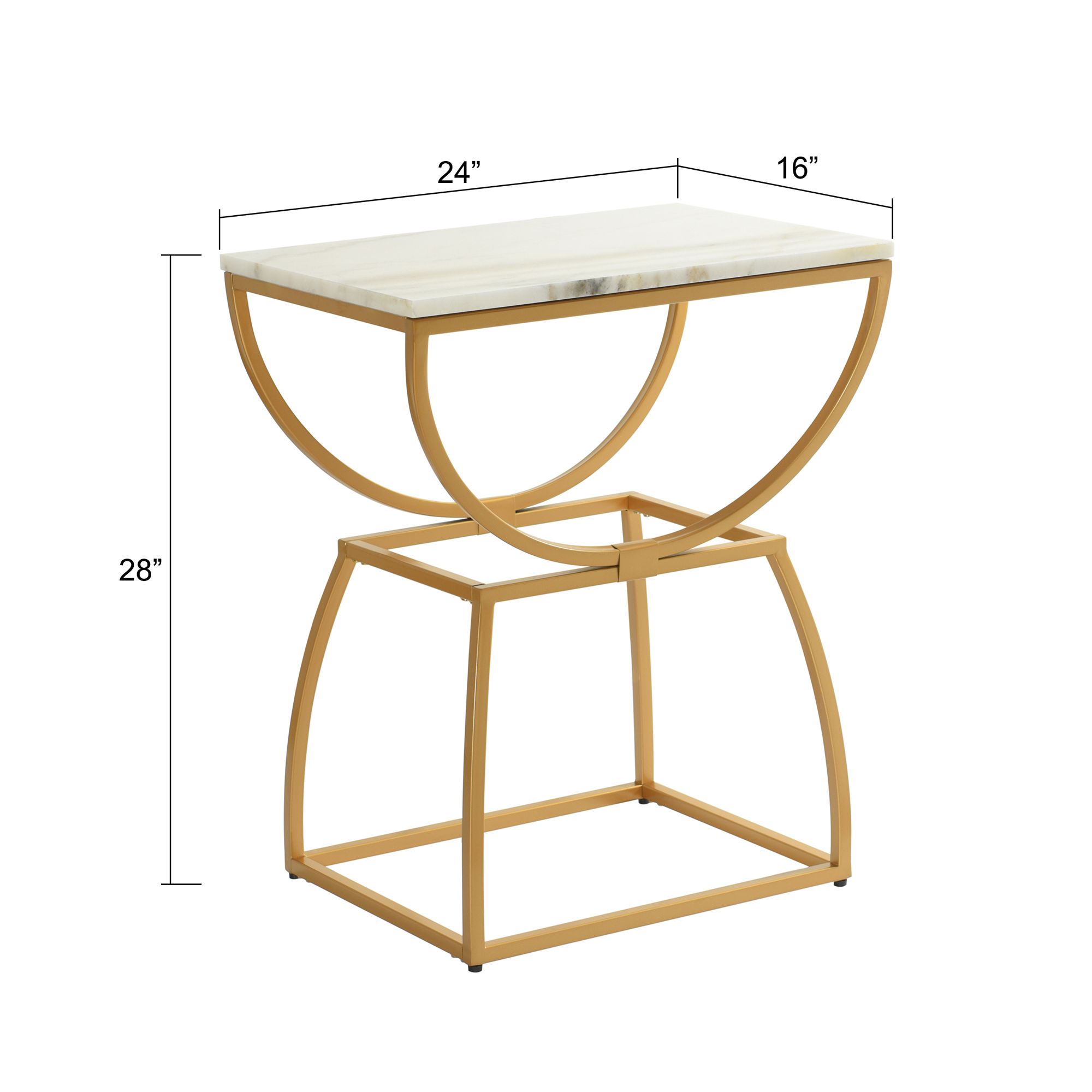 Loren 24" Wide White Gold Side Table