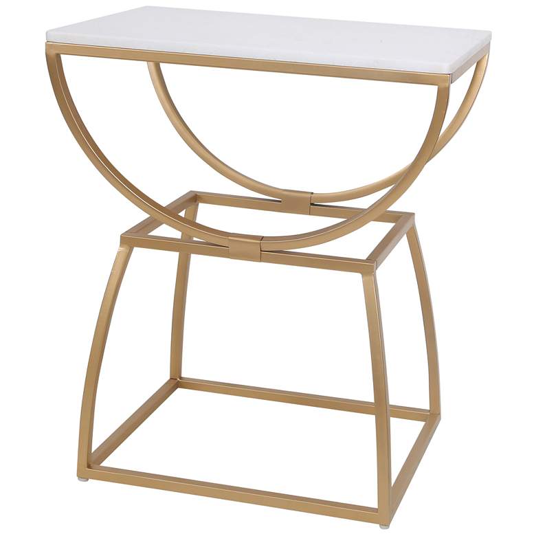 Image 1 Loren 24" Wide White Gold Side Table