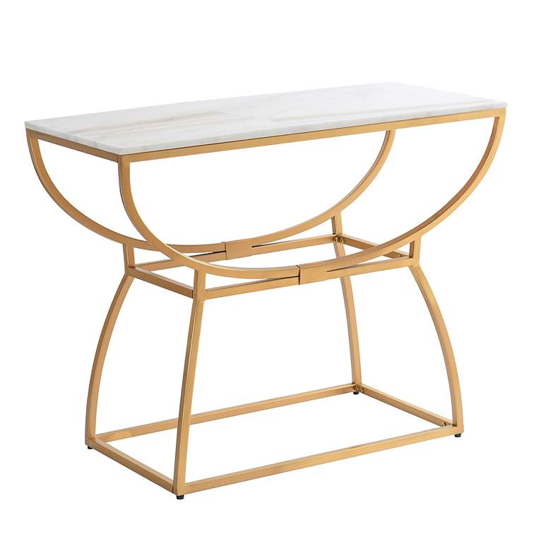 Image 2 Loren 36" Wide Gold Elliptical Console Table more views