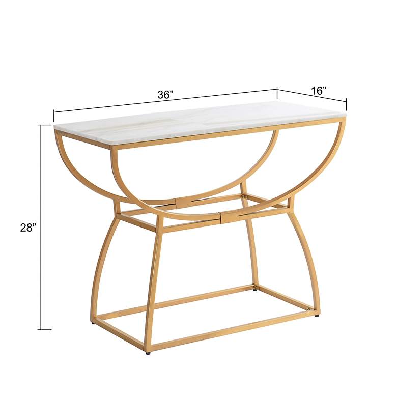 Image 7 Loren 36" Wide Gold Elliptical Console Table more views