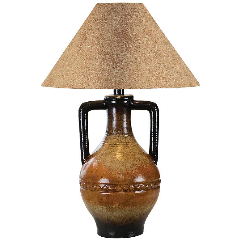 Image 1 Lorenz Southwest Orange Hydrocal 2-Handle Jug Table Lamp