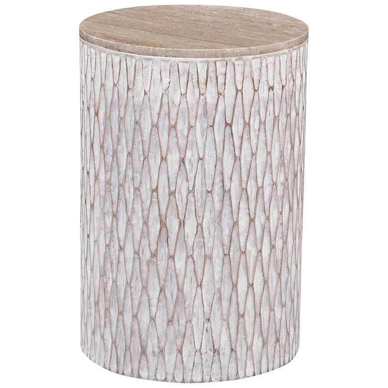 Image 1 Lorenzo 22" High White Wash Accent Table