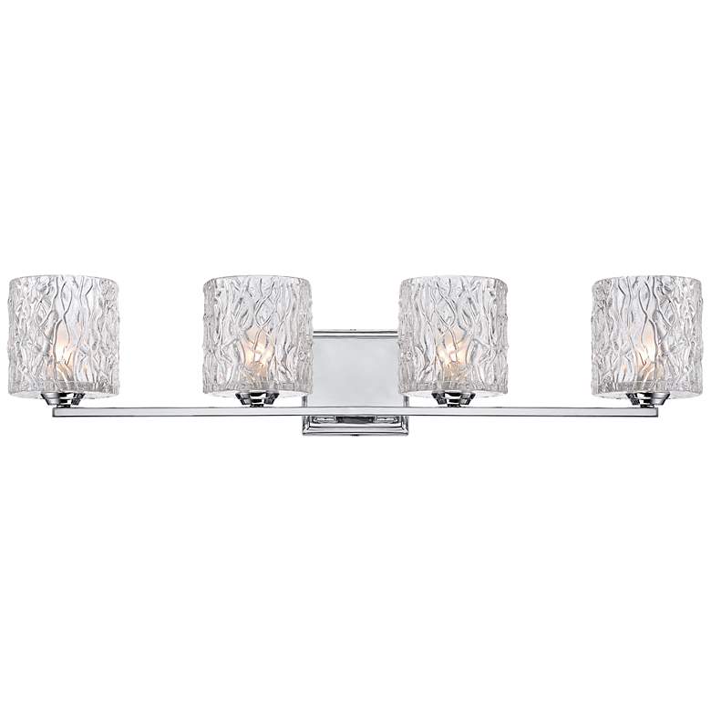 Image 1 Lorenzo Chrome 27 1/2" Wide 4-Light Molten Glass Bath Light