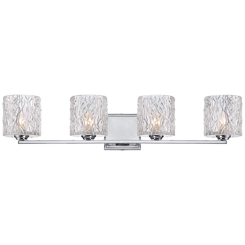 Image 1 Lorenzo Chrome 27 1/2 inch Wide 4-Light Molten Glass Bath Light