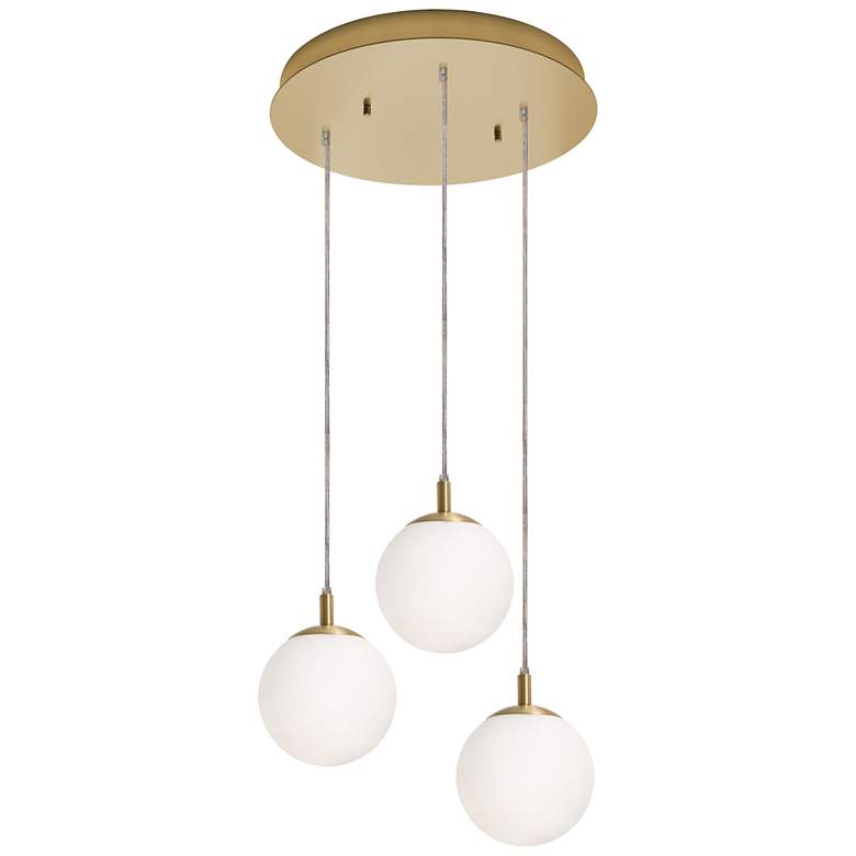 Image 1 Loretto 18" 3 Light Round Satin Brass Pendant