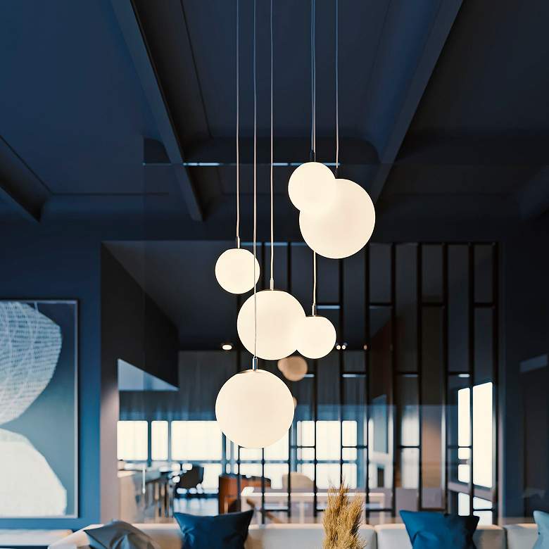 Image 1 Loretto 27.25" 6 Light Round Satin Brass Pendant