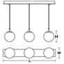 2_Loretto 36" 3 Light Linear Satin Brass Pendant more views
