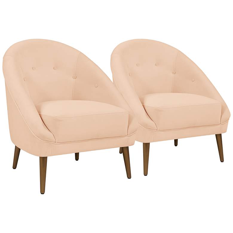 Image 1 Lori Modern Pink Velvet Barrel Chair Set of 2