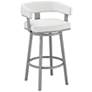 Lorin 26" White Faux Leather Silver Metal Counter Stool