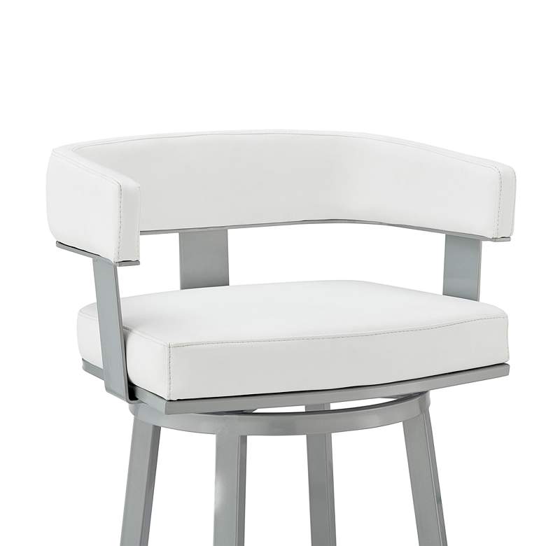 Image 2 Lorin 26" White Faux Leather Silver Metal Counter Stool more views