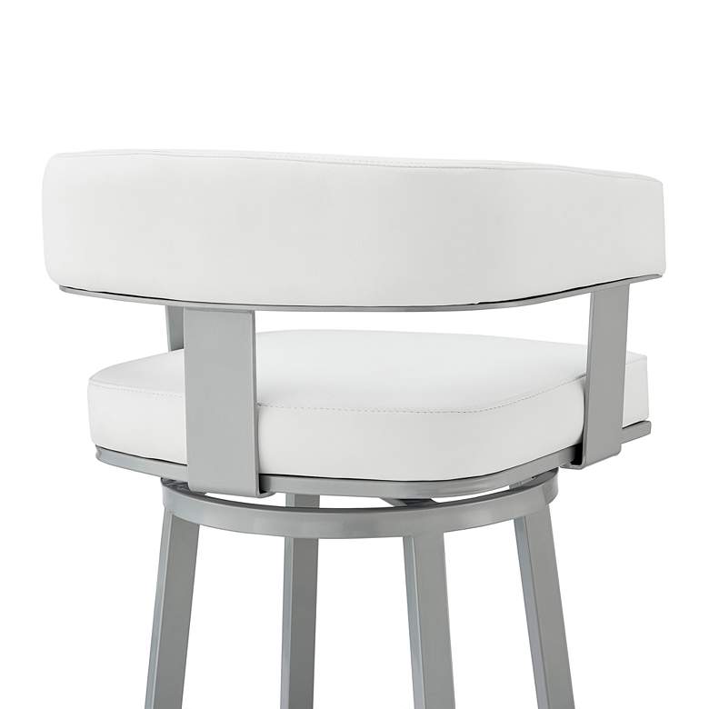 Image 3 Lorin 26 inch White Faux Leather Silver Metal Counter Stool more views
