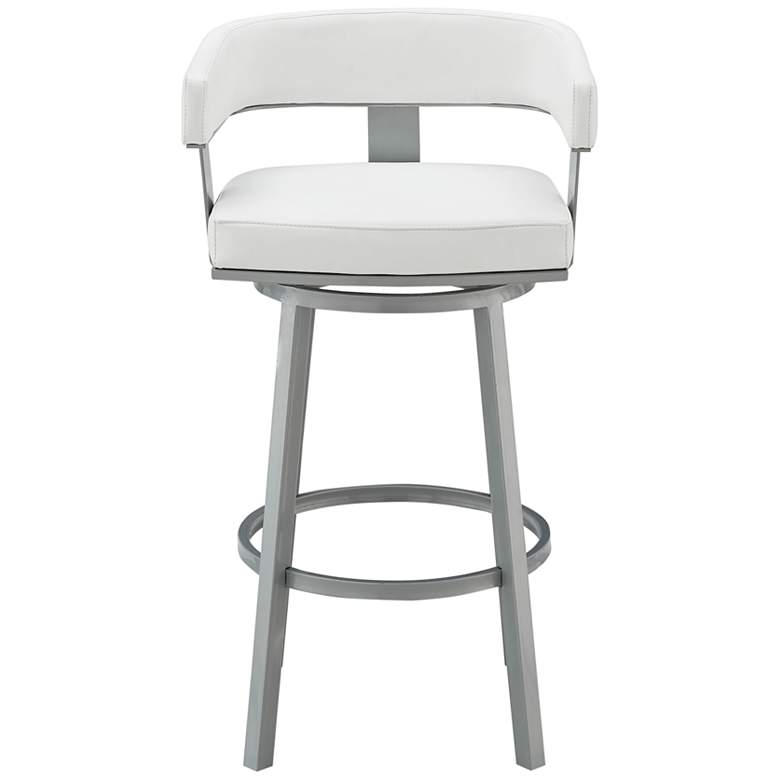 Image 5 Lorin 26 inch White Faux Leather Silver Metal Counter Stool more views