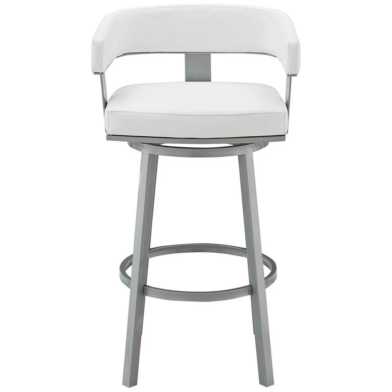 Image 5 Lorin 26" White Faux Leather Silver Metal Counter Stool more views