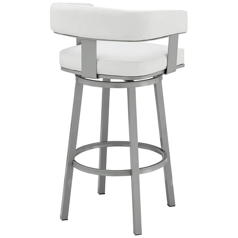 Image 7 Lorin 26" White Faux Leather Silver Metal Counter Stool more views