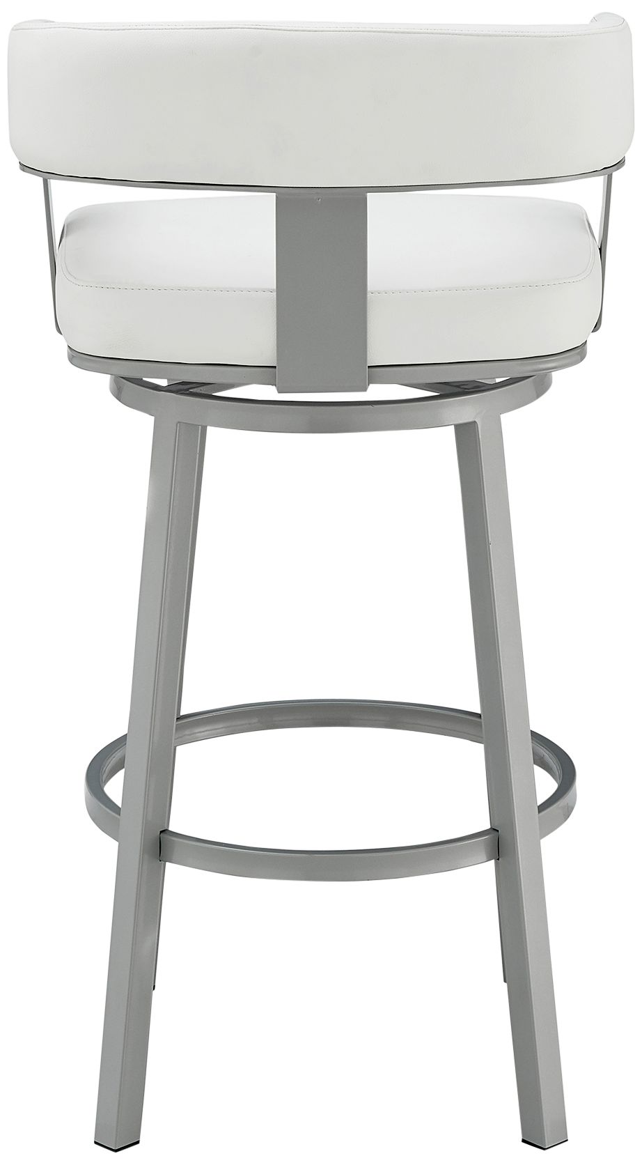 Lorin 26" White Faux Leather Silver Metal Counter Stool