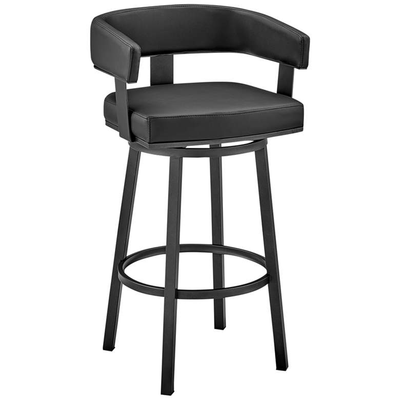 Image 1 Lorin 30" Black Faux Leather Swivel Bar Stool