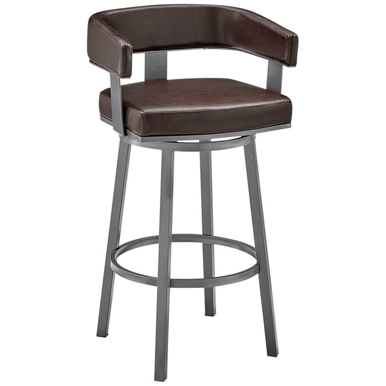 Image 1 Lorin 30" Chocolate Faux Leather Swivel Bar Stool