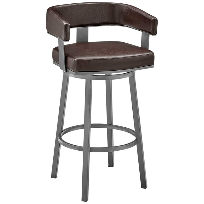 Image 1 Lorin 30 inch Chocolate Faux Leather Swivel Bar Stool