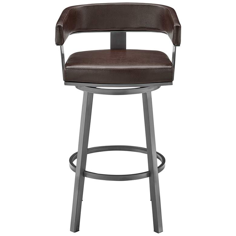 Image 5 Lorin 30" Chocolate Faux Leather Swivel Bar Stool more views