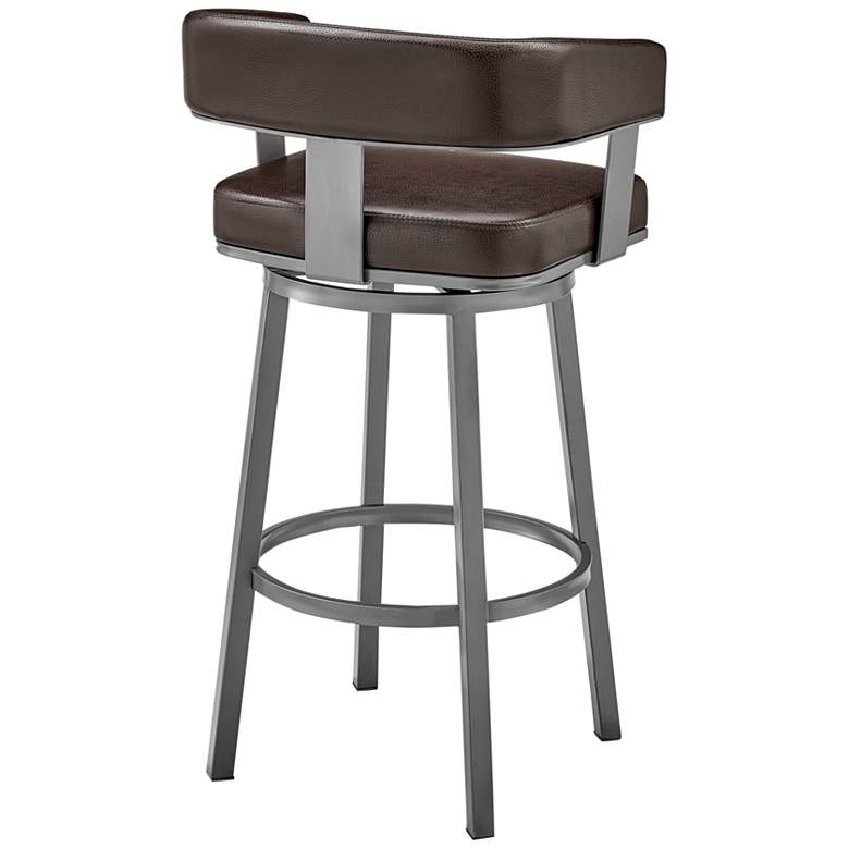 Image 7 Lorin 30" Chocolate Faux Leather Swivel Bar Stool more views