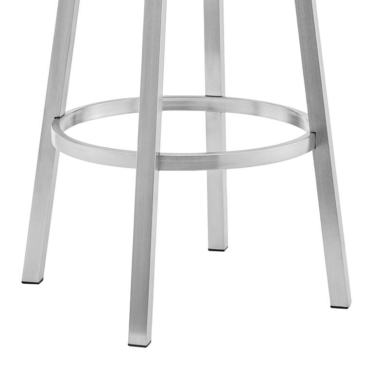Image 2 Lorin 30" White Faux Leather Brushed Steel Bar Stool more views