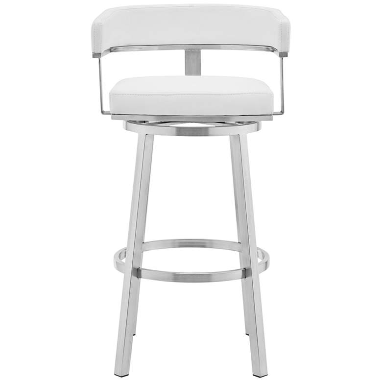 Image 3 Lorin 30" White Faux Leather Brushed Steel Bar Stool more views