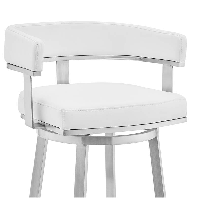 Image 5 Lorin 30" White Faux Leather Brushed Steel Bar Stool more views