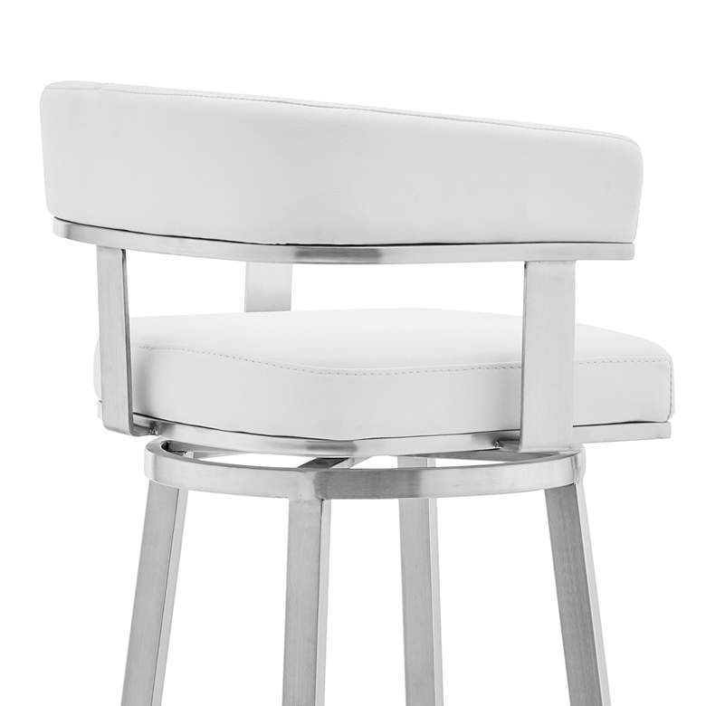 Image 6 Lorin 30" White Faux Leather Brushed Steel Bar Stool more views