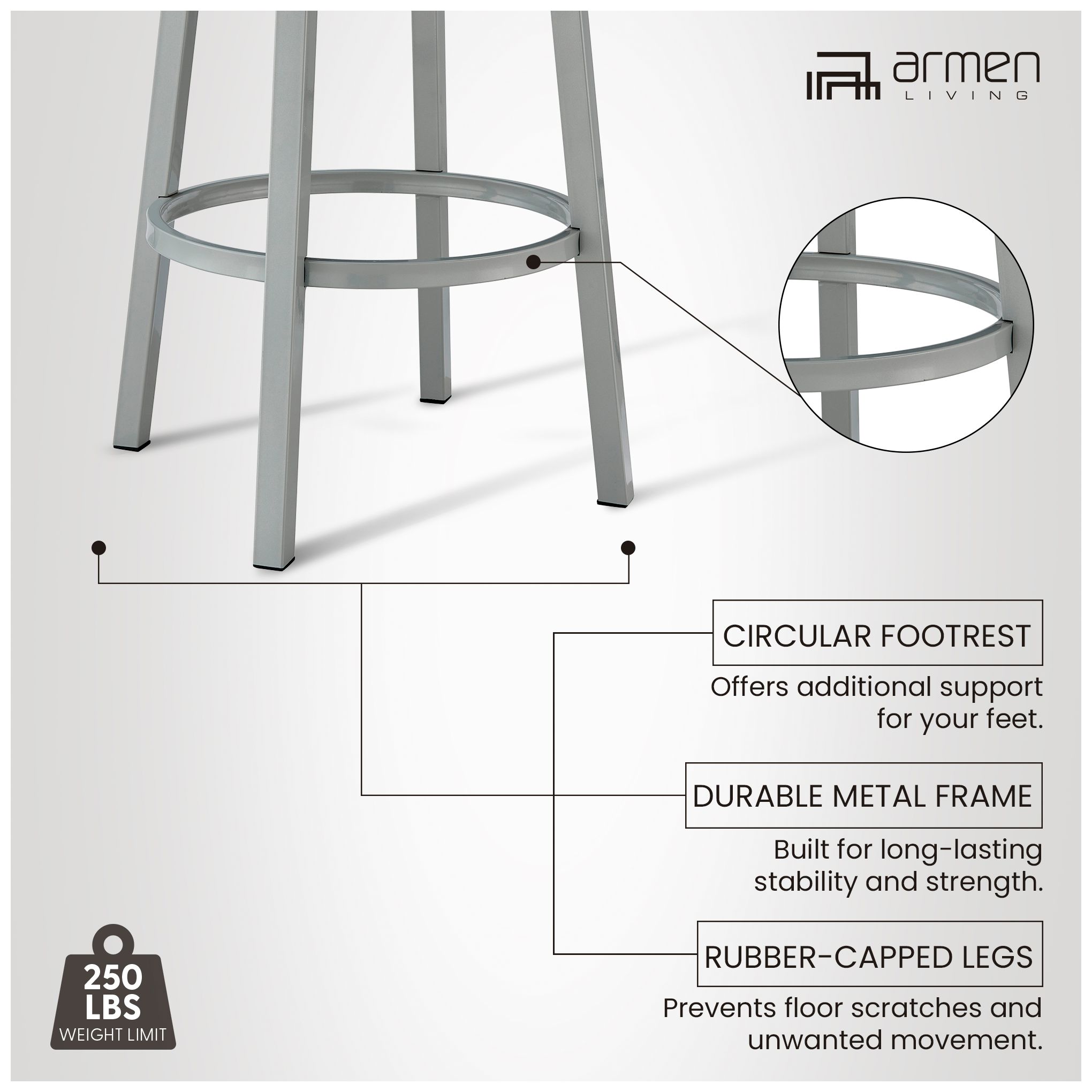Lorin 30" White Faux Leather Brushed Steel Bar Stool