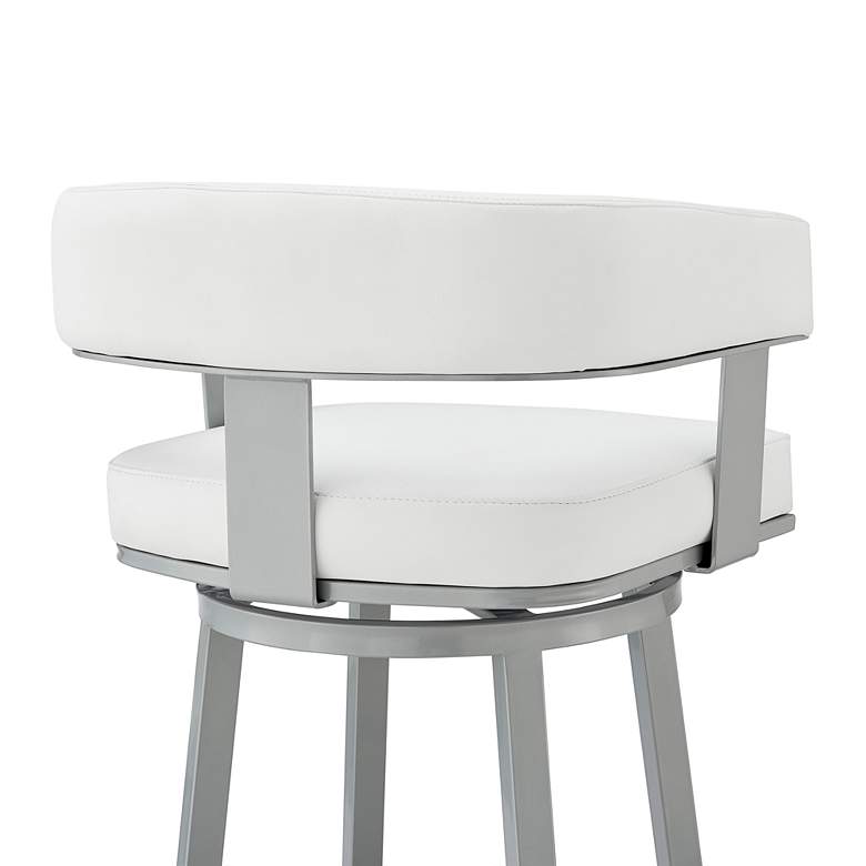Image 3 Lorin 30" White Faux Leather Silver Metal Bar Stool more views