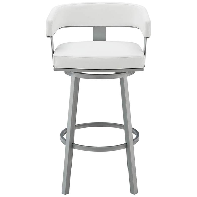 Image 5 Lorin 30 inch White Faux Leather Silver Metal Bar Stool more views