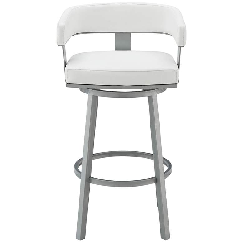 Image 5 Lorin 30" White Faux Leather Silver Metal Bar Stool more views