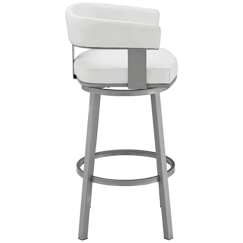 Image 6 Lorin 30" White Faux Leather Silver Metal Bar Stool more views