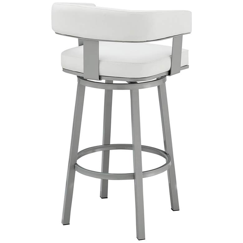 Image 7 Lorin 30 inch White Faux Leather Silver Metal Bar Stool more views