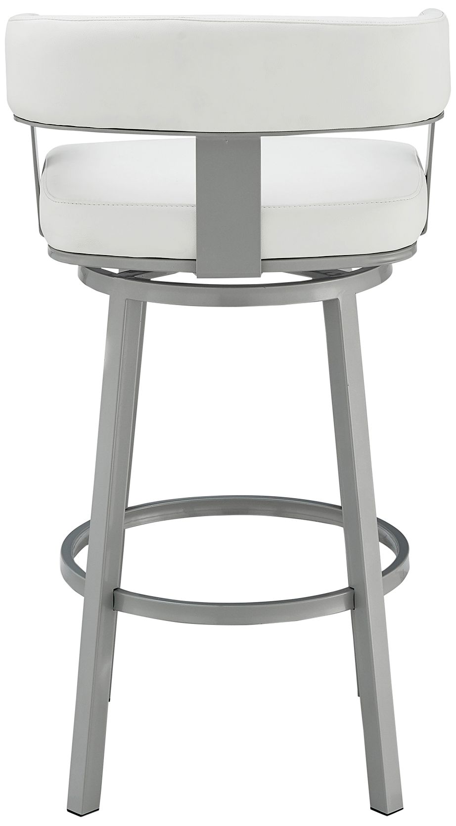Lorin 30" White Faux Leather Silver Metal Bar Stool