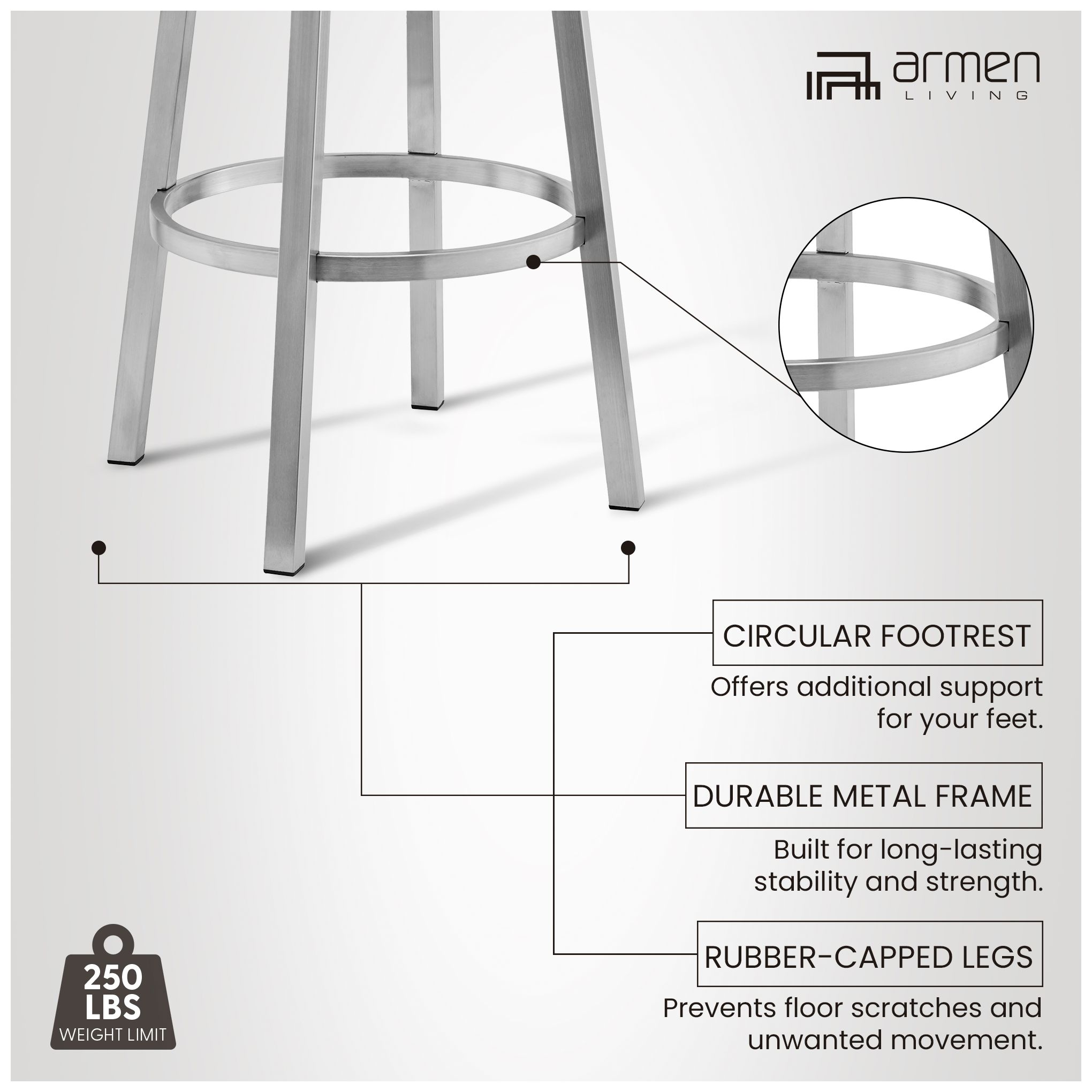 Lorin 30" White Faux Leather Silver Metal Bar Stool