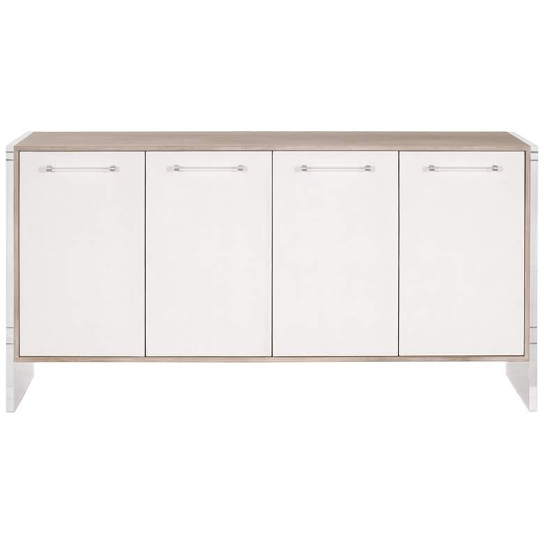 Image 1 Lorin Shagreen Media Sideboard, Pearl Shagreen, Natural Gray Acacia