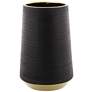 Lorna 8" High Brushed Black and Gold Ceramic Vase
