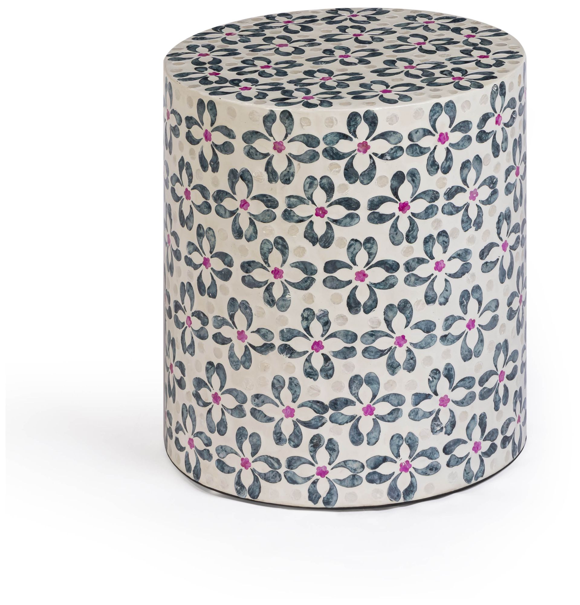 Image 2 Lorna Stool in Aqua Floral Capiz Shell Motif more views