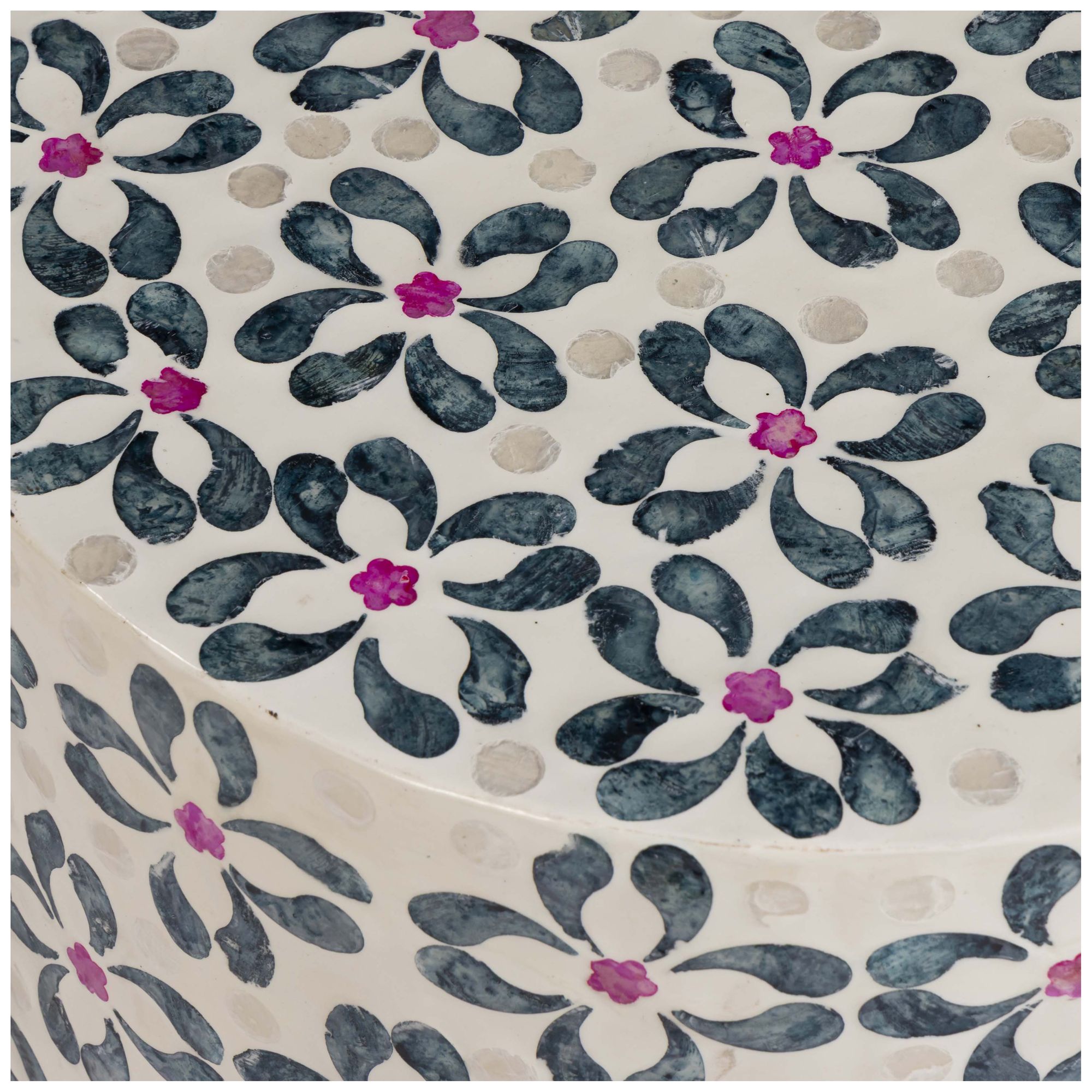 Image 4 Lorna Stool in Aqua Floral Capiz Shell Motif more views