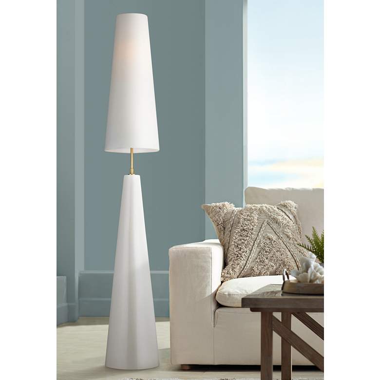 Image 1 Lorne Arctic White and Burnished Brass LED Floor Lamp by Kelly Wearstler