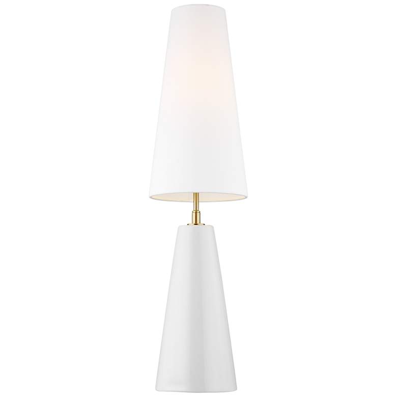 Image 1 Lorne Arctic White and Burnished Brass LED Table Lamp by Kelly Wearstler